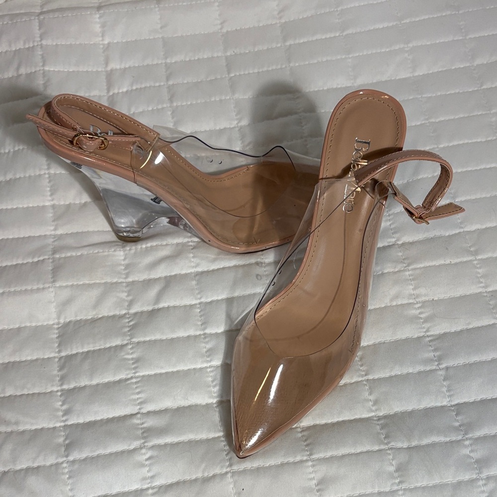 Clear and Tan Women's Heels